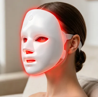 LED Face Beauty Machine - 7 Color Photon Facial & Neck Rejuvenation Mask, Rechargeable Skin Tightening Device