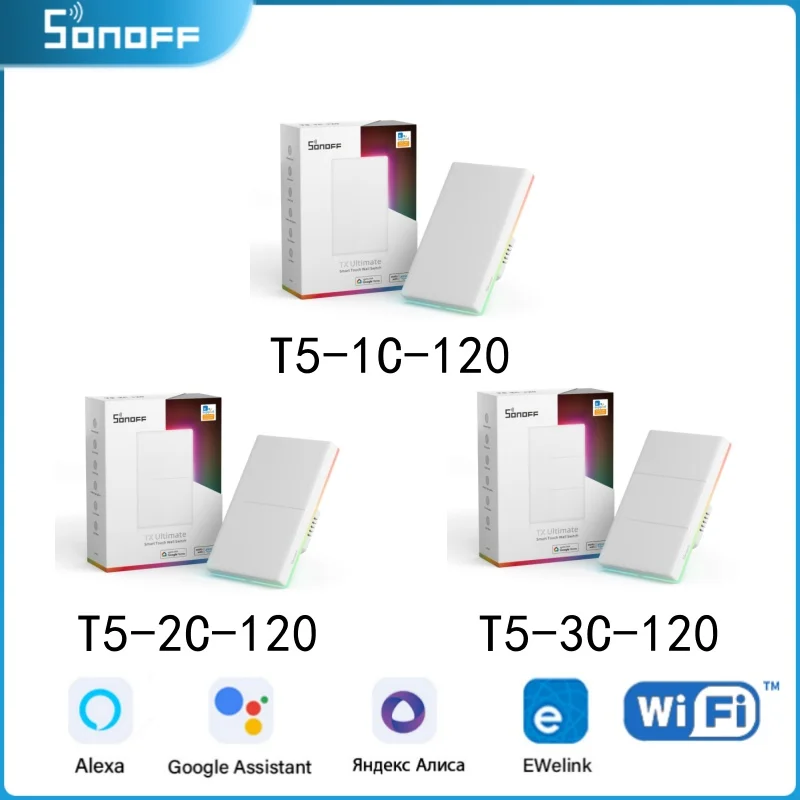 

Умный настенный выключатель SONOFF TX Ultimate T5 120 с поддержкой Wi-Fi