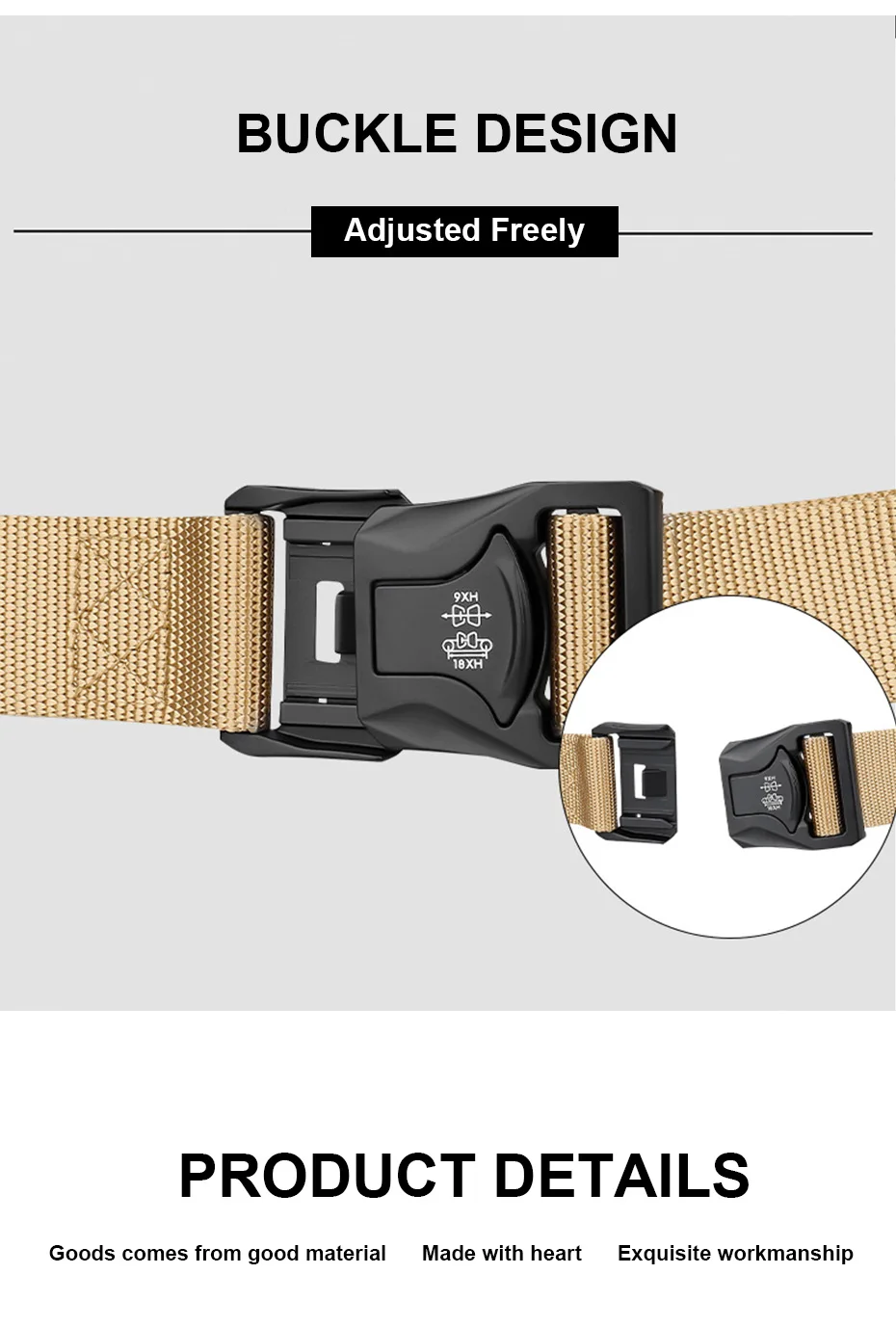 Maikun Gürtel für Männer Militärische Ausrüstung Echtem Taktische Gürtel Quick Release Magnetische Schnalle Outdoor Jagd Bund Sport – Detail 6