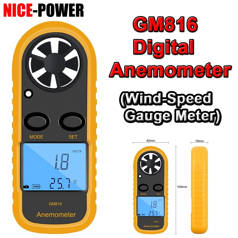 SQ NKTECH NKW0 Digital Anemometer Mini Portable LCD Wind Speed