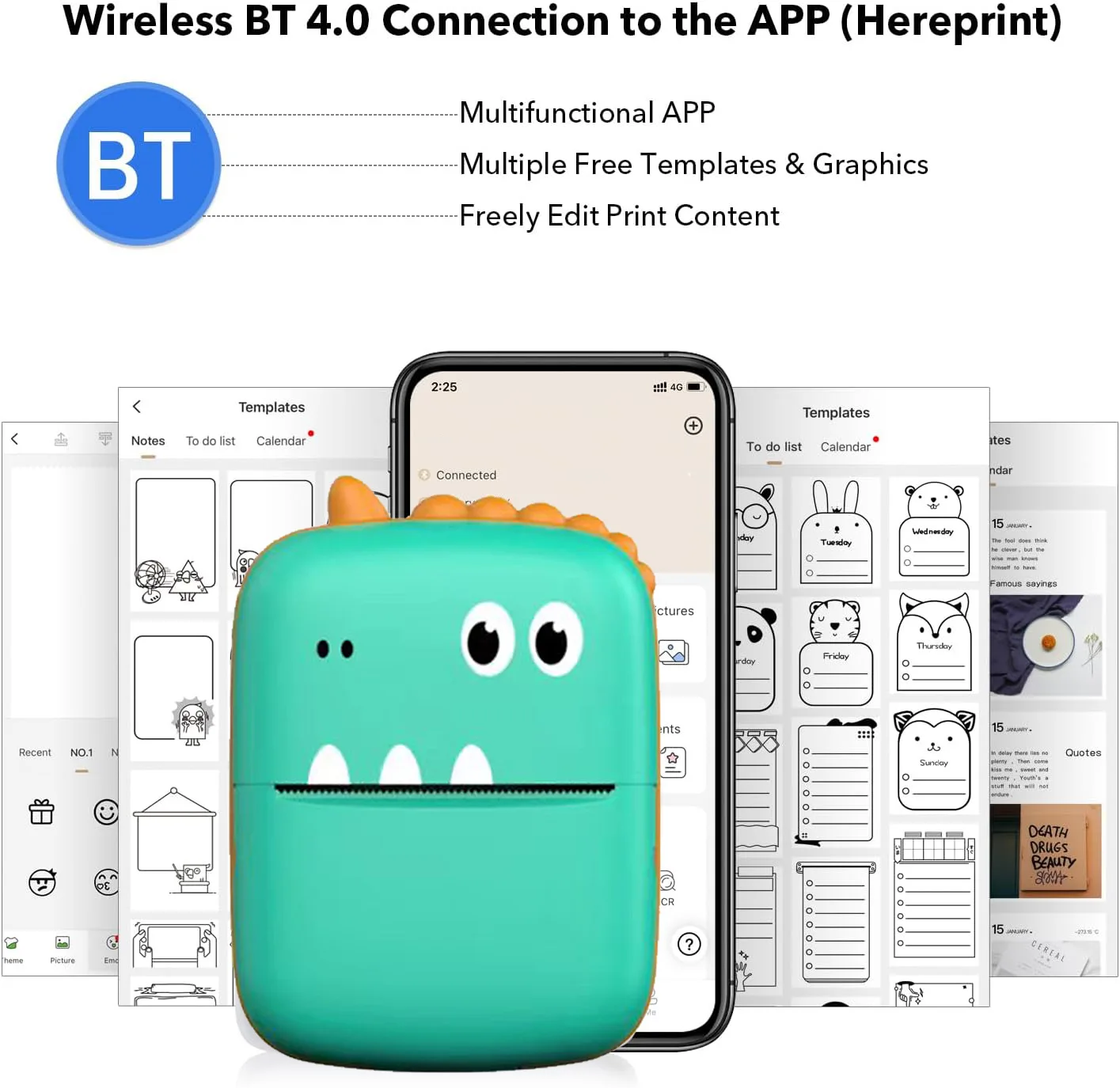 Bluetooth Mini Thermal Printer Portable HD Wireless Printing Mobile Phone Photo Title Note Student Error Label Printer Gift 4
