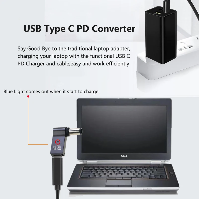 100W USB-C to DC Power Adapter Converter for Universal Laptop Charging