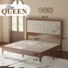 NEW Wood Platform Bed Frame Queen Size Upholstered Tufted Headboard/Solid Wood Be No Box Spring Needed,Walnut 2