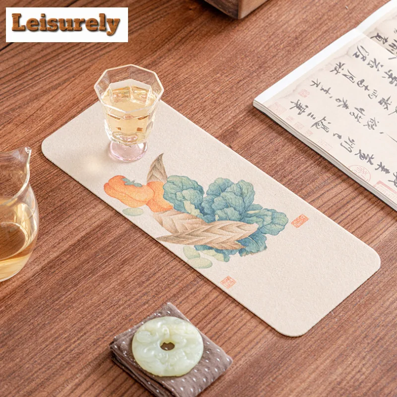 Miscellaneous Vegetables Twelve Openings Rectangle Tea Table Mats Zen Drink Coaster Dinner Table Cloth Mat Chinese Tea Set Craft