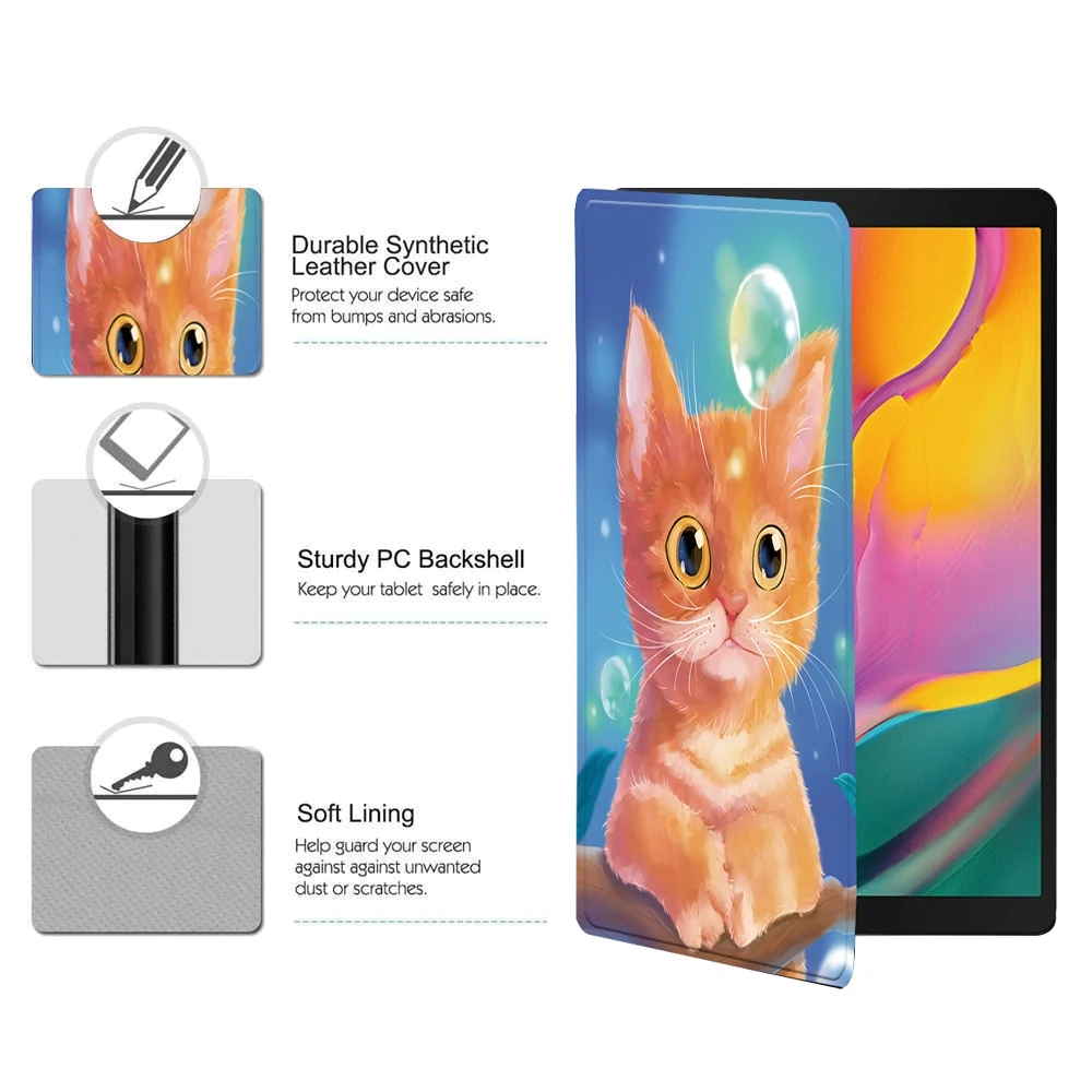 Tablet Case For Samsung Galaxy Tab A 10.1 T510 T515/10.5 T590 T595/A7 10.4 T500 T505 Shockproof Printing Flip Soft Leather Tablet Case + Pen