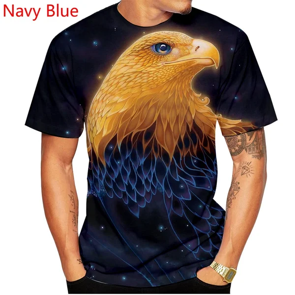 

Men Fashion T Shirt Short Sleeves 3d Print Bald Eagle T-Shirts Cool Tops