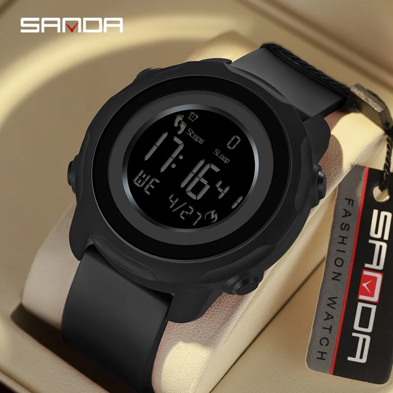 

2023 SANDA New Step Calories Fashion Alarm Clock Men's Watch Men's Waterproof Shock Proof Sleep Monitoring Smart Wristwatch 6121