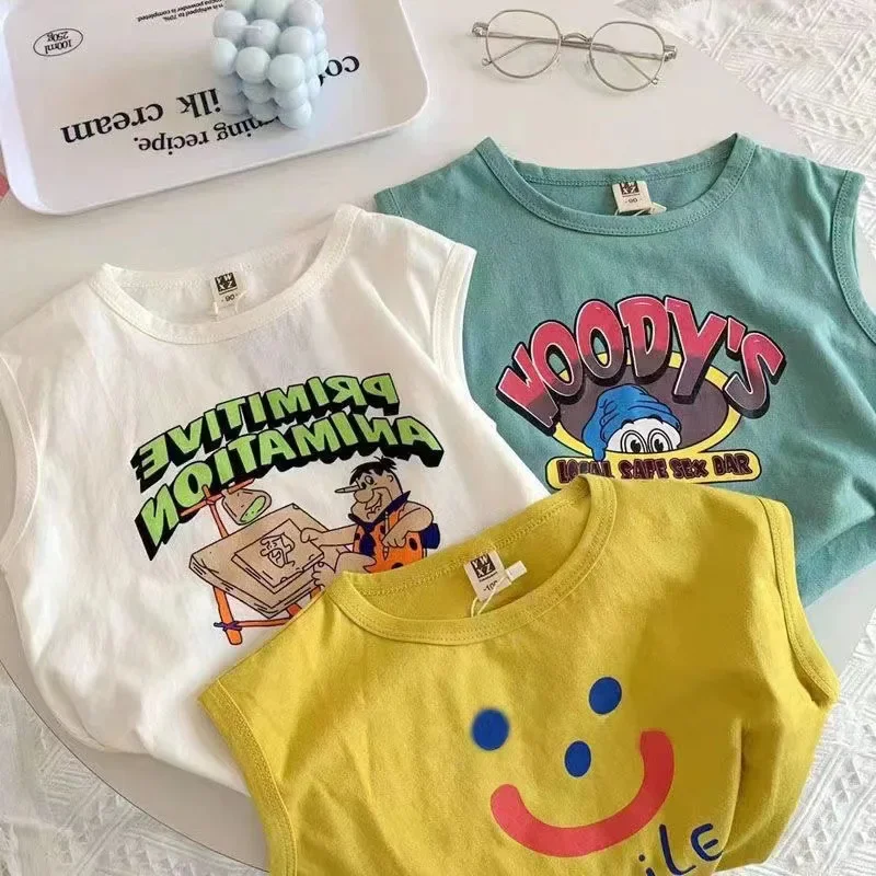 Kids Tank Tops Summer Sleeveless T-shrits for Boys Cartoon Girls Tees Children Underwear Teenager School Shirts Clothing kids underwear kids tops