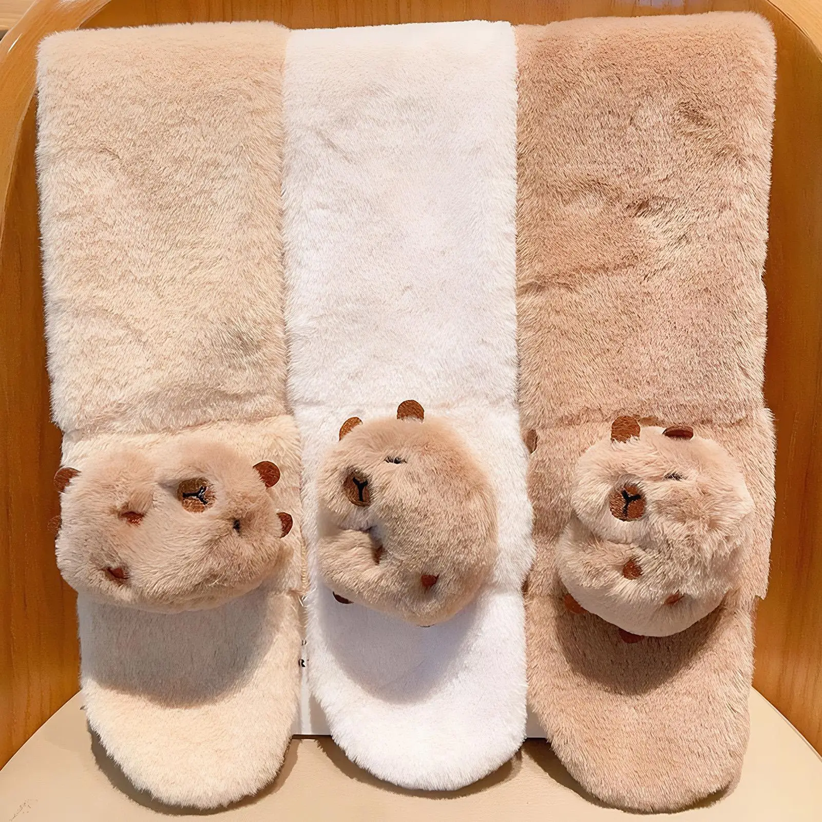 카피바라 퍼지 스카프 동물 프린트 겨울 따뜻한 목도리 어린이용 소년 소녀 테마 파티 의상 동물원 공원 크리스마스 선물