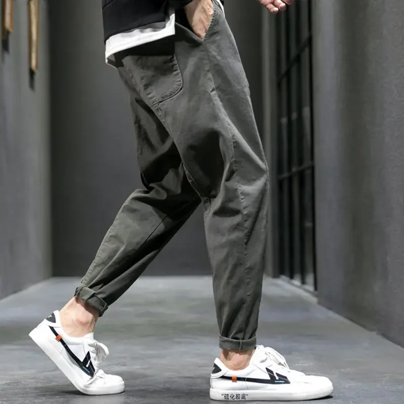 2024 Spring Autumn New Fashion Temperament Korean Pants Man Straight Leg Loose Casual Male Trousers Hip Hop Streetwear Clothes