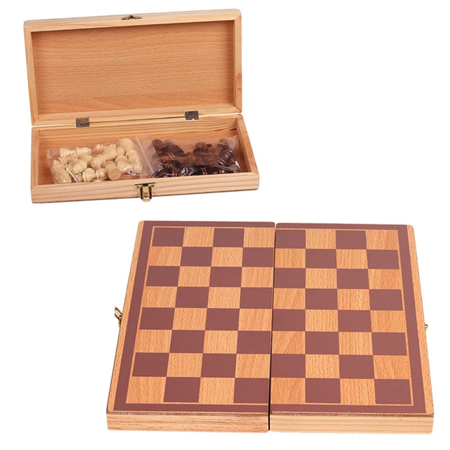 Chess Wooden Wooden Checker Board Solid Wood Pieces Folding Chess Board  High-end Puzzle Chess Game