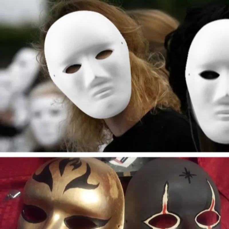 Halloween DIY White Mask Fox Men Women Face Paintable Blank Paper Masks Happy Festival Celebration Elastic Rope Face Shield Prop