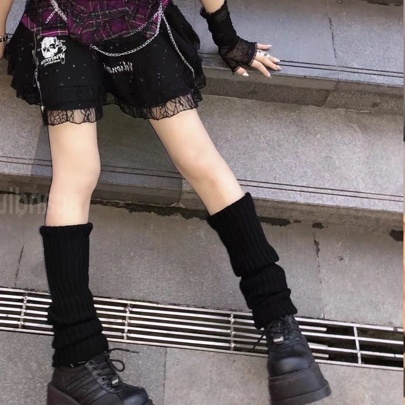 여성용 다리 워머, 푹신한 고스 Gyaru Y2k 액세서리, 고딕 로리타 니트 양말, 여성 다리 워머, 레이디 양말, 고딕 스타일 레깅스