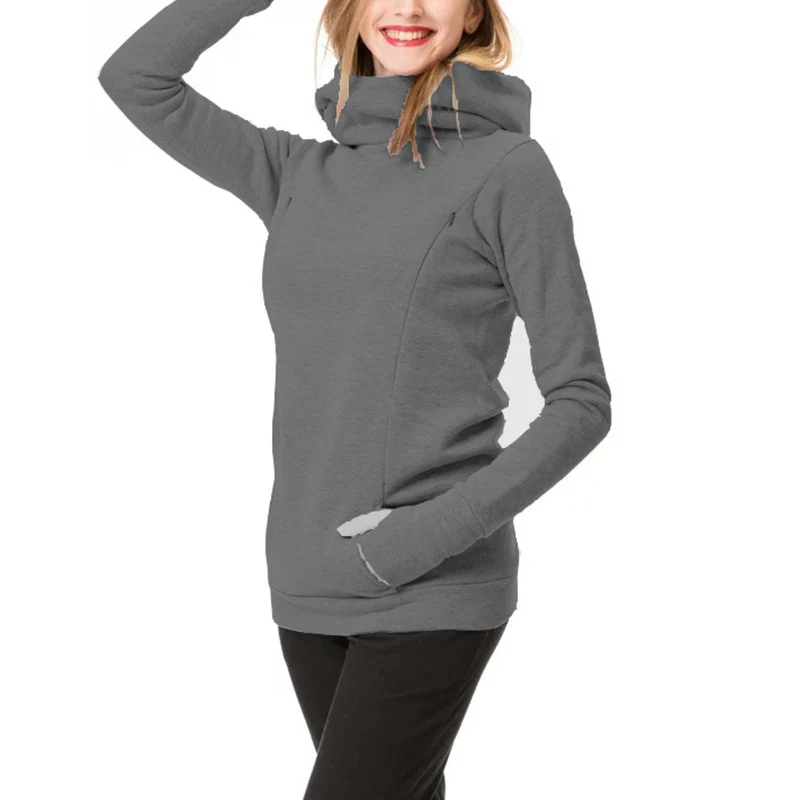 Maternity Sweatshirt Women Nursing Maternity Long Sleeves Hooded Breastfeeding Hoodies Autumn And Winter Pregnant Hooded Sweater