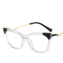 

TR90 Cat Eye Decorative Retro Blue Light Blocking Irregular Trendy Transparent Women Designer Female Glasses Without Degree