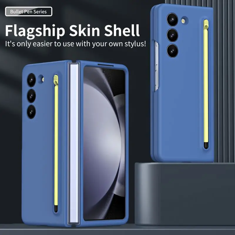

With S Pen Silicone Phone Case For Smasung Galaxy Z Fold 5 4 3 5G Cover Pen Slot Shockproof Hard PC Protection Cover For Z Fold