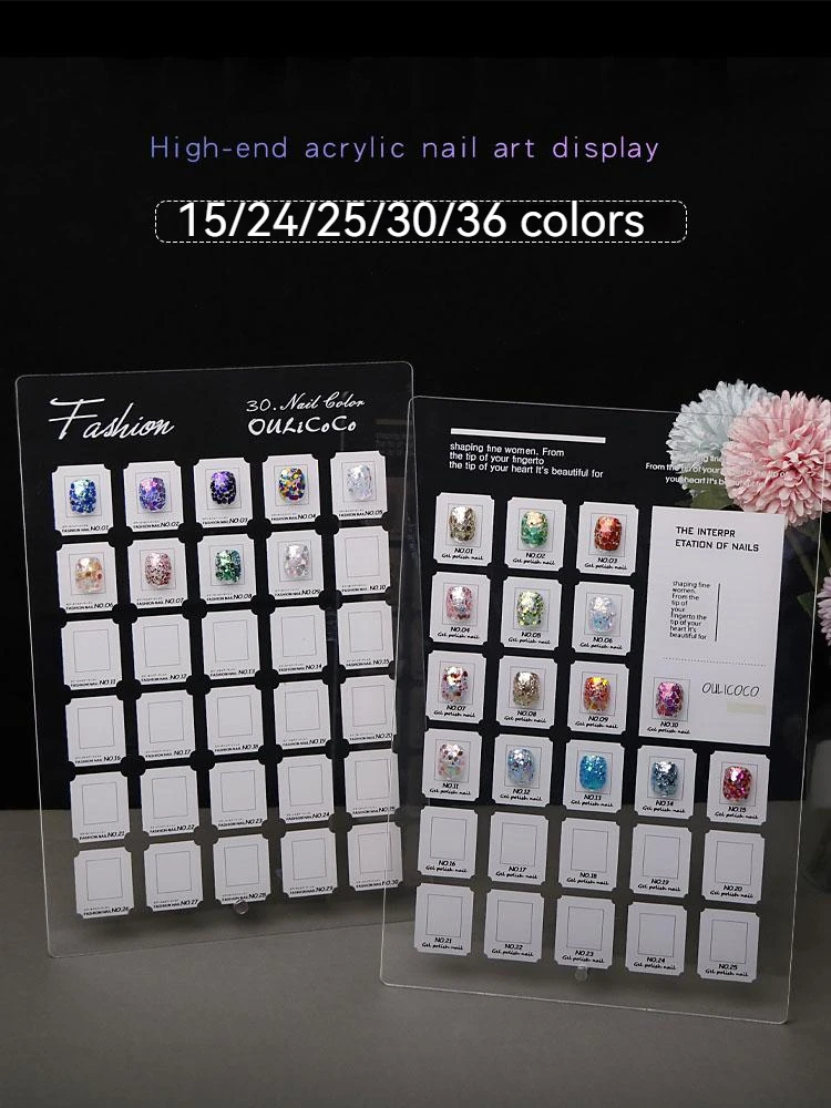 

Nail Display Board Nail Art Display Panel Korean Style Big Sequin Color Plate Nail Polish Glue Color Card Acrylic Sample Shelf