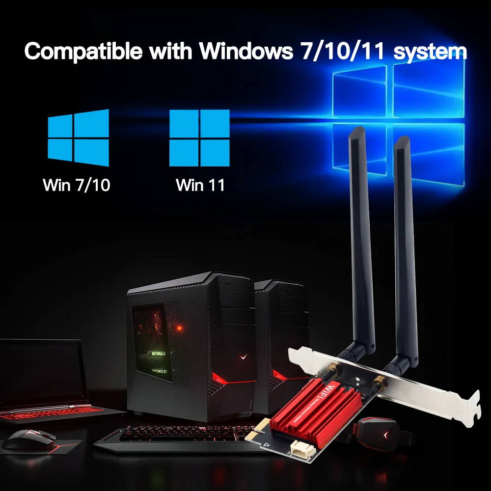 Wifi 어댑터 1200Mbps Bluetooth 4.0 M.2 인터페이스-PCI-E 어댑터 2.4G/5G 듀얼 밴드 PC 고속 네트워크 카드