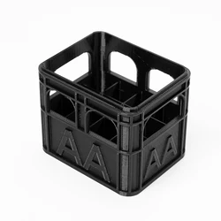 Stackable Battery Storage Box - 3D Printed Beer Crate Style (Black AA(12squares))