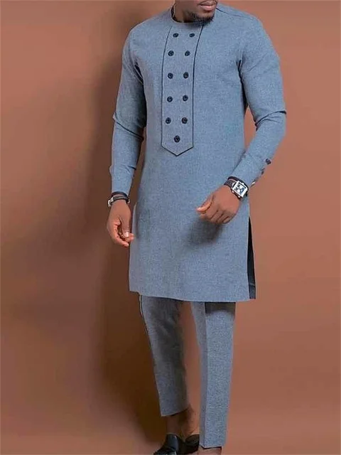 Mustapha Long Sleeve Two-Piece Dashiki Outfit - Image 2