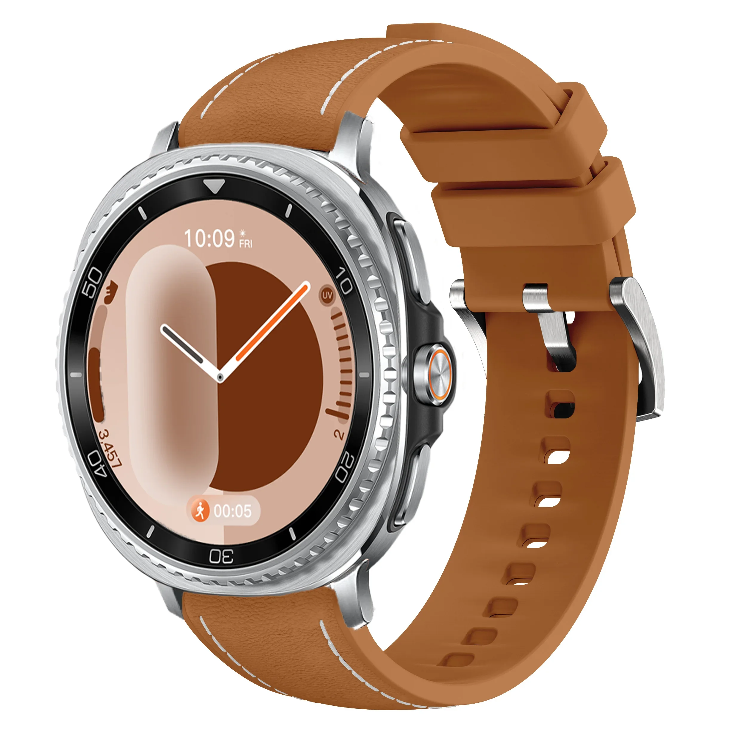 Premium Silicone & Leather Sports Strap - Black