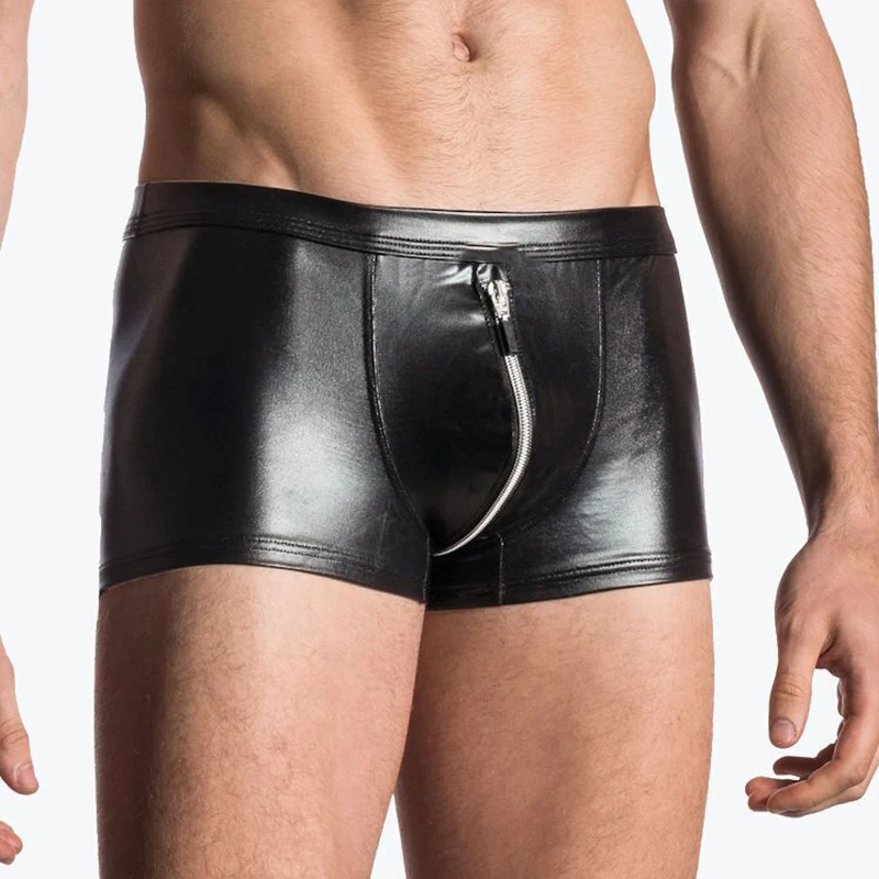 Men Leggings Men's Panties Sexy Underwear Sex Suit Nightclub Stage Clothing Matte Leather T-Shirt Tights Crotch Leather Shorts Exotic Apparel