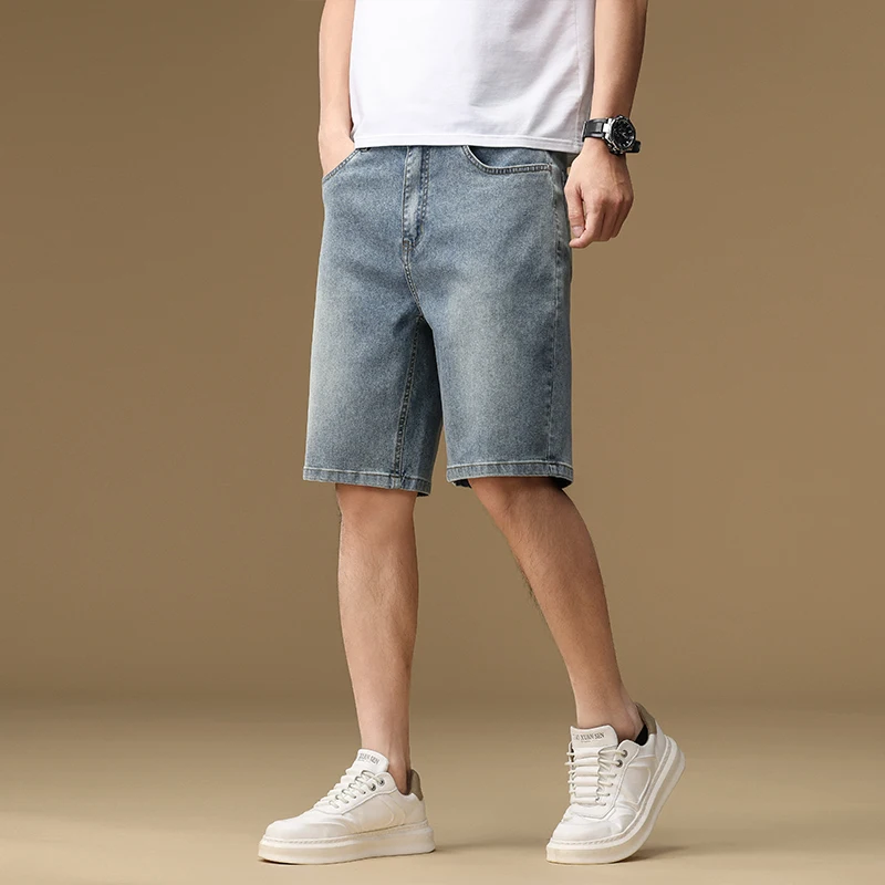 Denim Shorts Slim Fit Short Pants Summer New Men's Denim Shorts