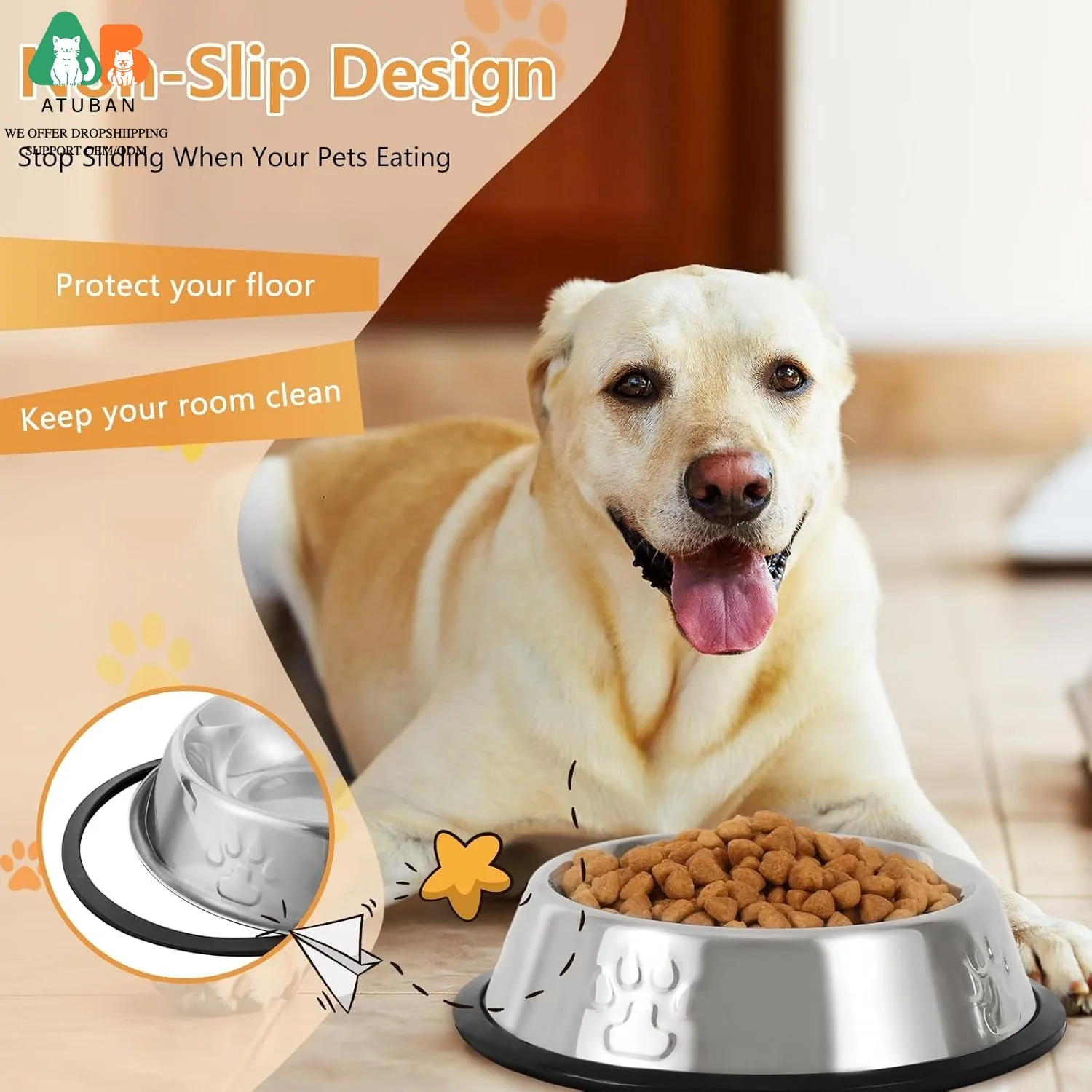 Stainless Steel Non-Slip Dog Bowl 2