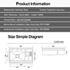 ASRAS 8250 Hidden Island kitchen Sink Nanometer 304 Stainless Steel 4mm Thickness Handmade Flip Cover Hidden kitchen Sinks 6
