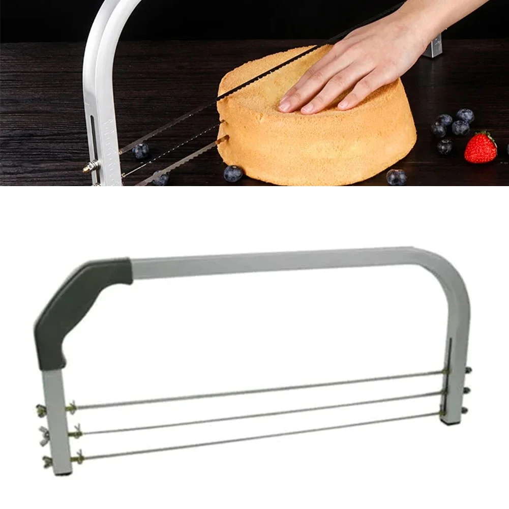 Multi Layer Cake Slicer 3 Blade Cutter Leveller with Height Adjustable Wires Measuring Guide Comfort Grip Handle