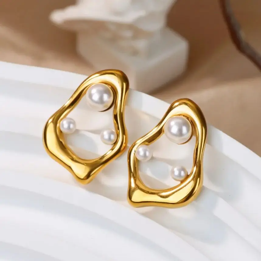 Stainless Steel Hollowed Geometric Earrings for Women