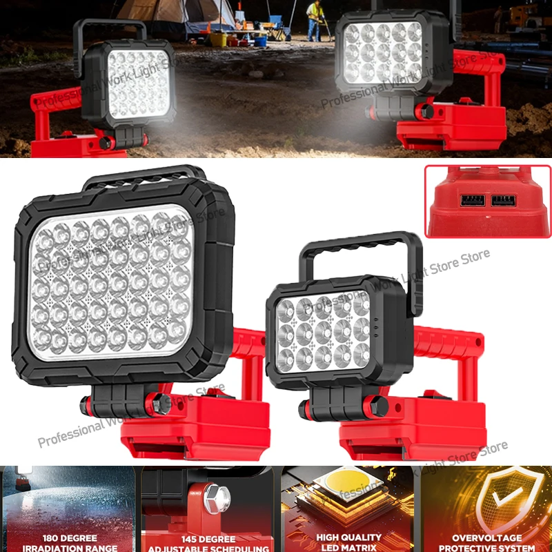 Led Light Fit Milwaukee Battery M18 Portable Spotlight Cordless Outdoor Work Fishing Handheld Emergency Tool Lights No Battery