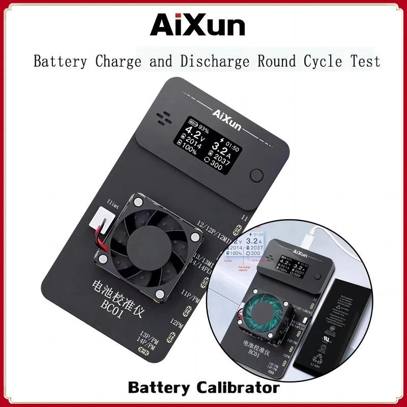 

AiXun BC01 Battery Calibrator Support iP11-14 Series Battery Charge and Discharge Round Cycle Test Health Rises To 100%