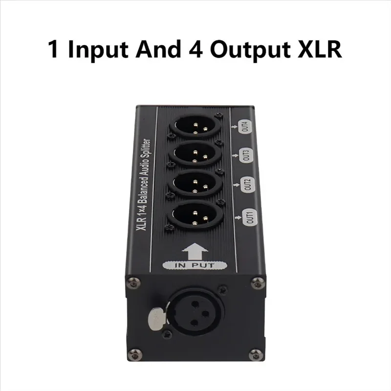 M13K-XLR 1X4 밸런스드 오디오 스플리터 1입력 4출력 XLR 오디오 스플리터 XLR 오디오 신호 분배기 박스