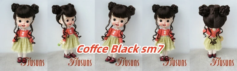 JD729 8-9inch 9-10inch Chinese Twin Buns Synthetic Mohair BJD Wigs 1/3 SD DOD Bltythes Doll Accessories
