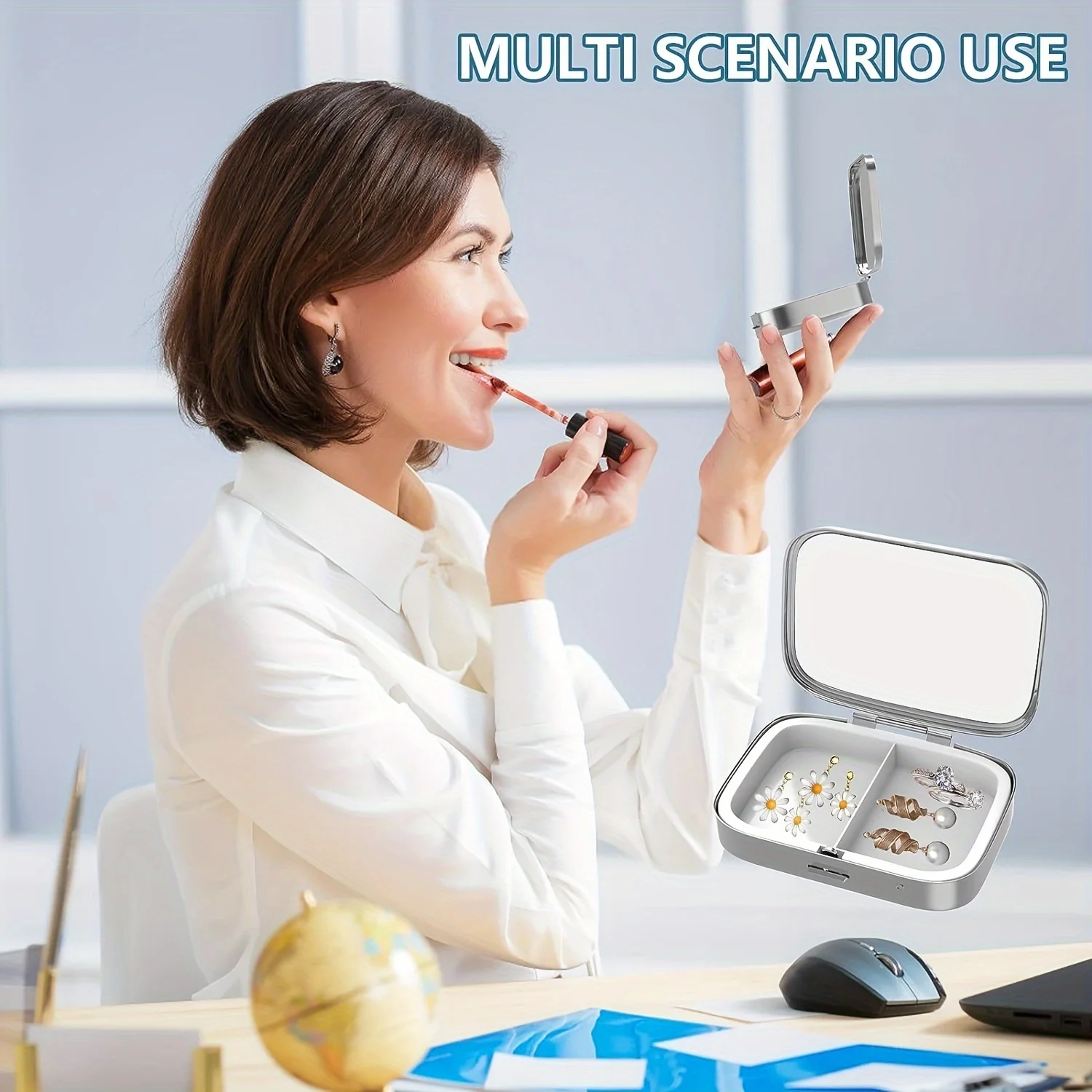 Compact Decorative Metal Pill Organizer - Portable 2-Compartment Case