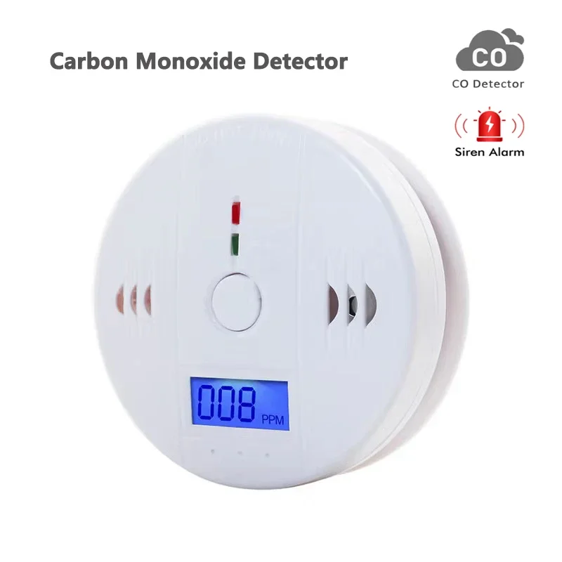 

Mini Carbon Monoxide Detector Sensor 85dB Sound Siren Alarm with LCD Indicator CO PPM Detectors Warning Home Security Safety