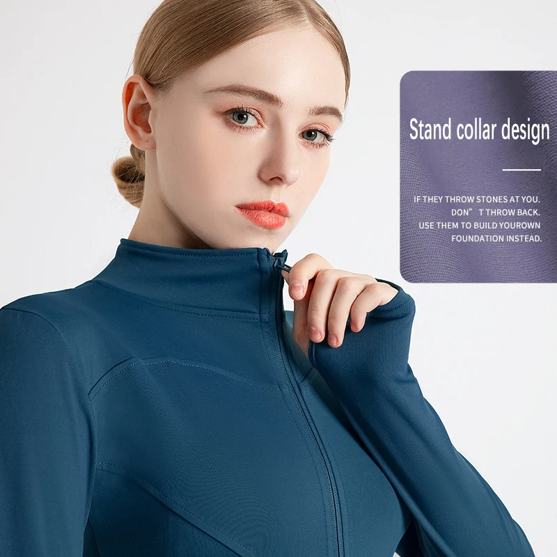 New Women's Quick Dry Activewear Stand Collar Slim Fit Gym Wear Long Sleeve Breathable Yoga Top Professional Running Tracksuit 3