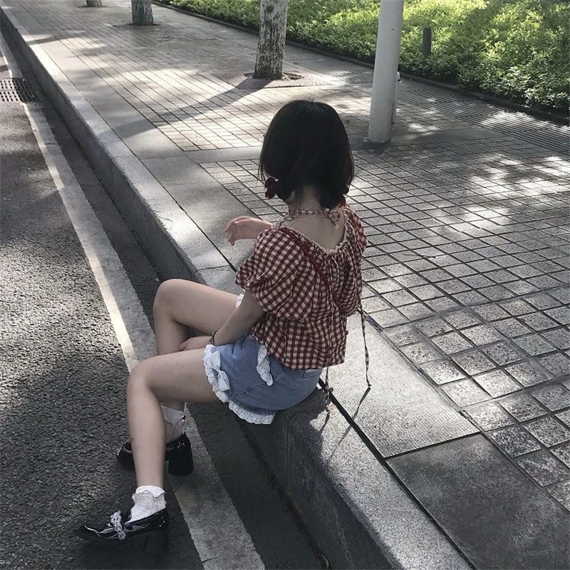 Summer Women's Cute Bow Tie Lace Denim Shorts Sweet Girl Street High Waist Trousers Female Fashion Wide Leg Straight Mini Pants