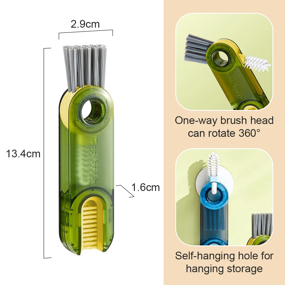 Cup Brush 3-in-1 Multi-Functional U-Shape for Cup Mouth Bottle and Mug Cleaning