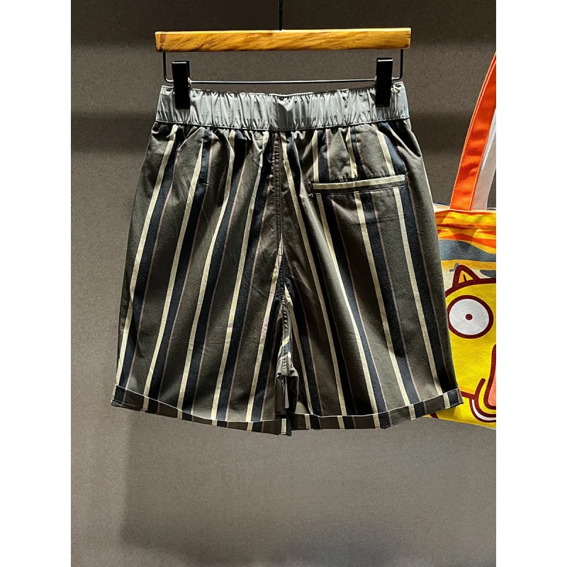 2024 New Japanese-Style Retro High Street Striped Design Sports Casual Shorts Men's Summer Loose Straight Shorts