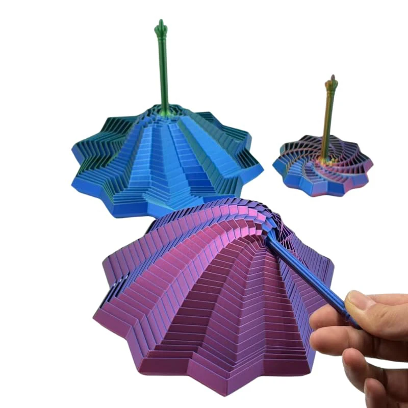 11cm 3D Printed Transformable Fidget Star Toy - Stress Relief Finger Toy with Knob Handle for Adults & Kids, Sensory Fidget Gift