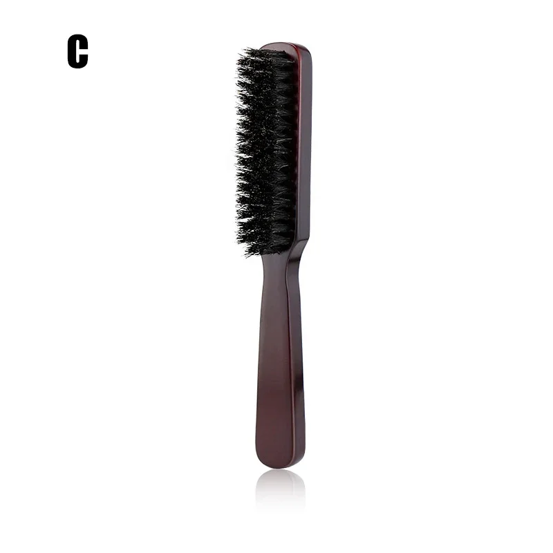 Wood Handle Boar Bristle Hair Brush Men Beard Anti Static Barber Hair Styling Shaving Tool