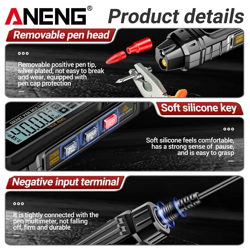 Digital multimeter Multimeter tester Analog multimeter ANENG A3005 Pocket Pen Type Digital Multimeter Test Lead without Battery 4000 Counts LCD /Anti Display Screen True RMS Black Too