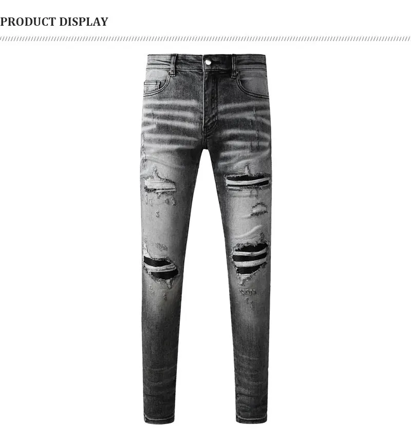 Street Designer Fashion Men Jeans Retro Gray - Styling