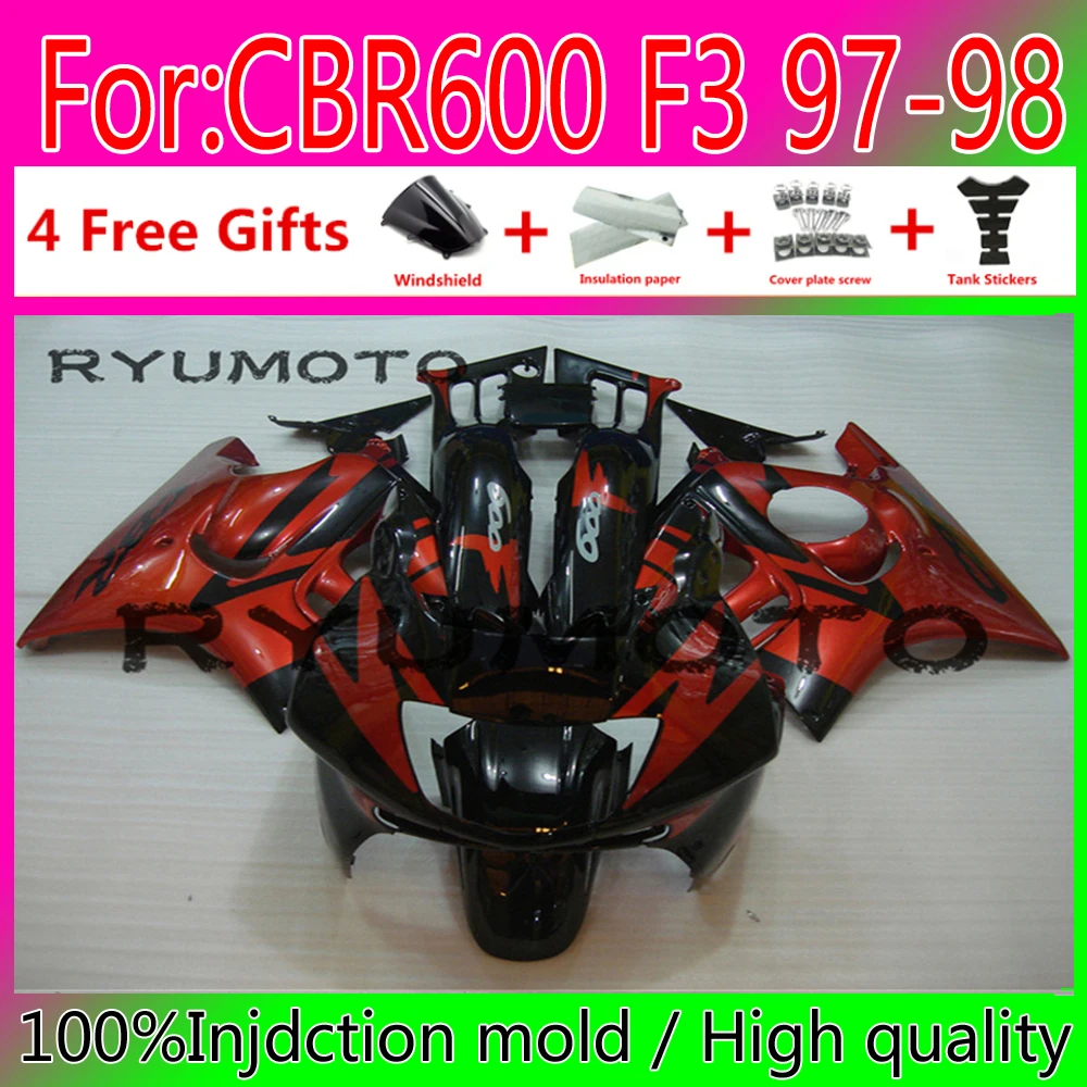 

NEW ABS Motorcycle Injection mold fairing for HONDA CBR 600 F3 bodywork fairings 1997 1998 CBR600 F3 97 98 red