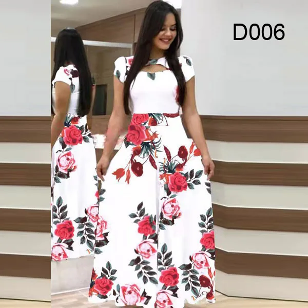thumbnail image 1 of Elegante vestido de primavera para mujer, informal, de moda, con estampado floral, manga corta, superlargo, 2023, nuevo, a la moda, con aberturas., 1 of 5