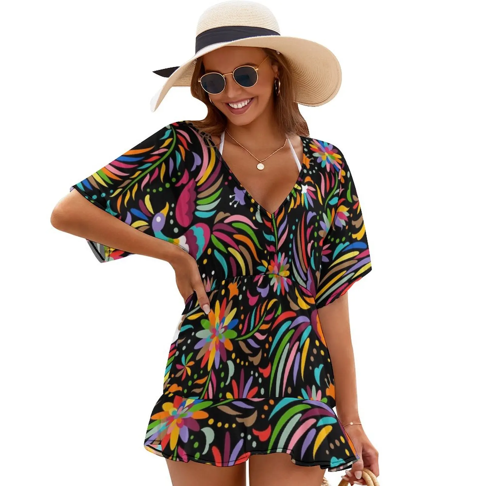 

Traditional Mexican Colorful Cover Ups dresses for womens 2024 cute dress