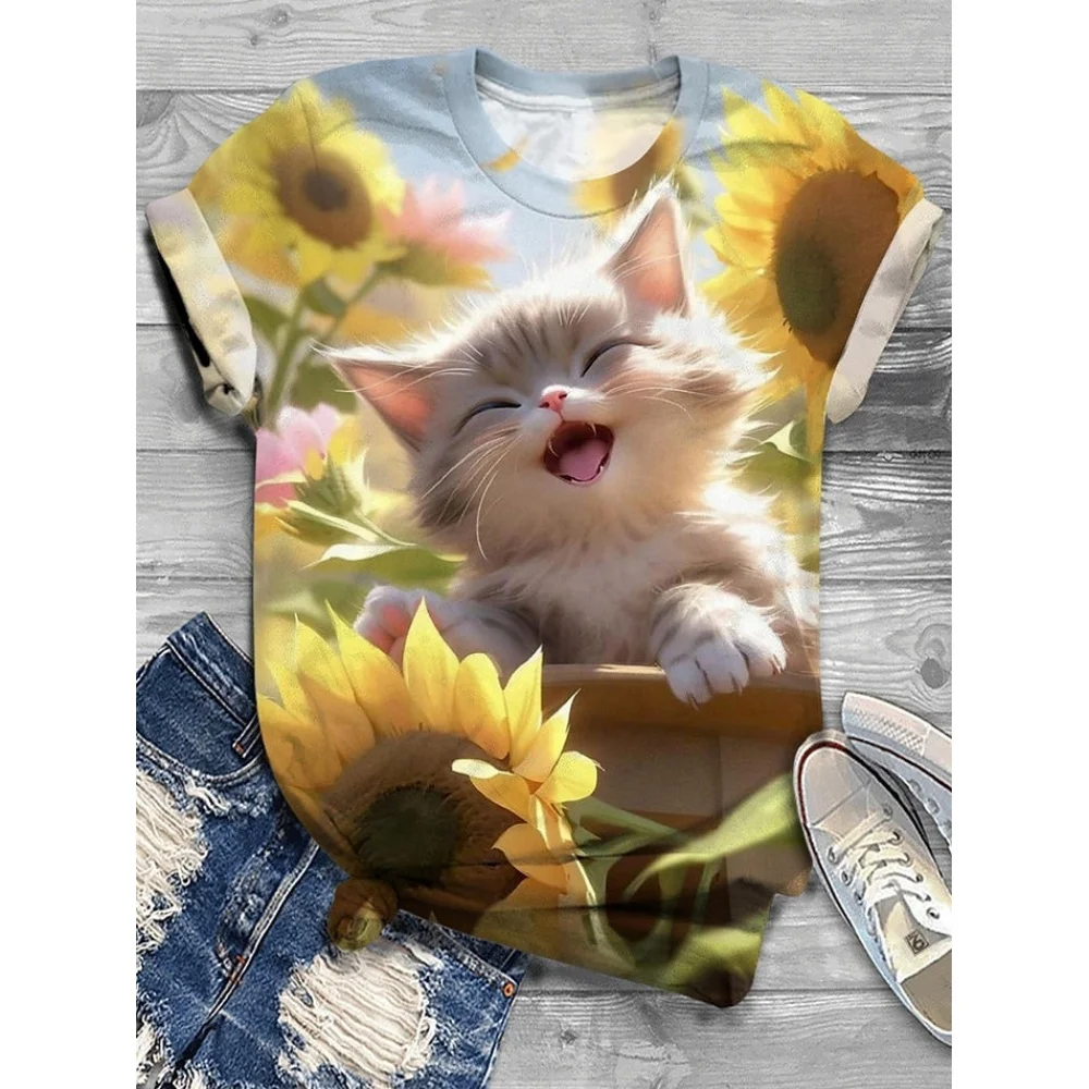 

Women's T-Shirts Cartoon Characters 3d Print Rose T-Shirt Harajuku Casual Short Sleeve Top Tee O Neck Oversized Female Clothing
