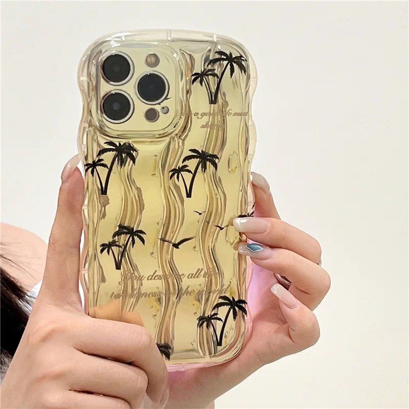 

Yellow Coconut Tree Silhouette Phone Case For iphone 14 13 12 11 Pro Max X XR XSMAX 7 8 Plus SE TPU Case Cover new products